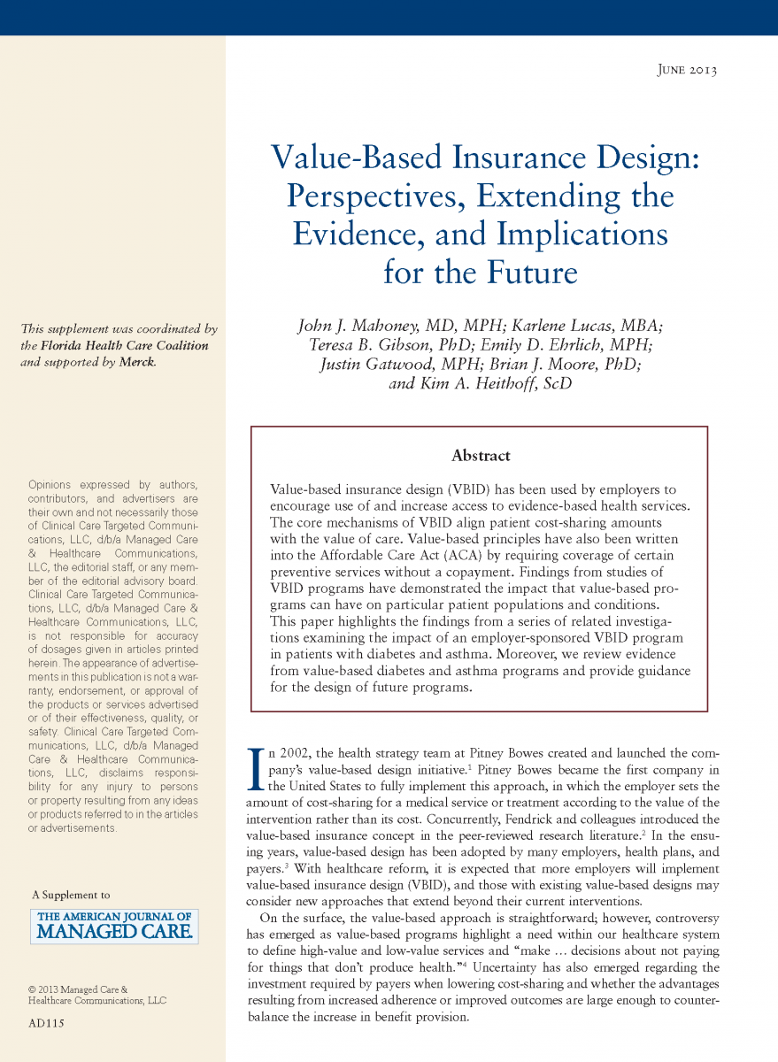 Value-Based Insurance Design: Perspectives, Extending the Evidence, and Implications for the Future