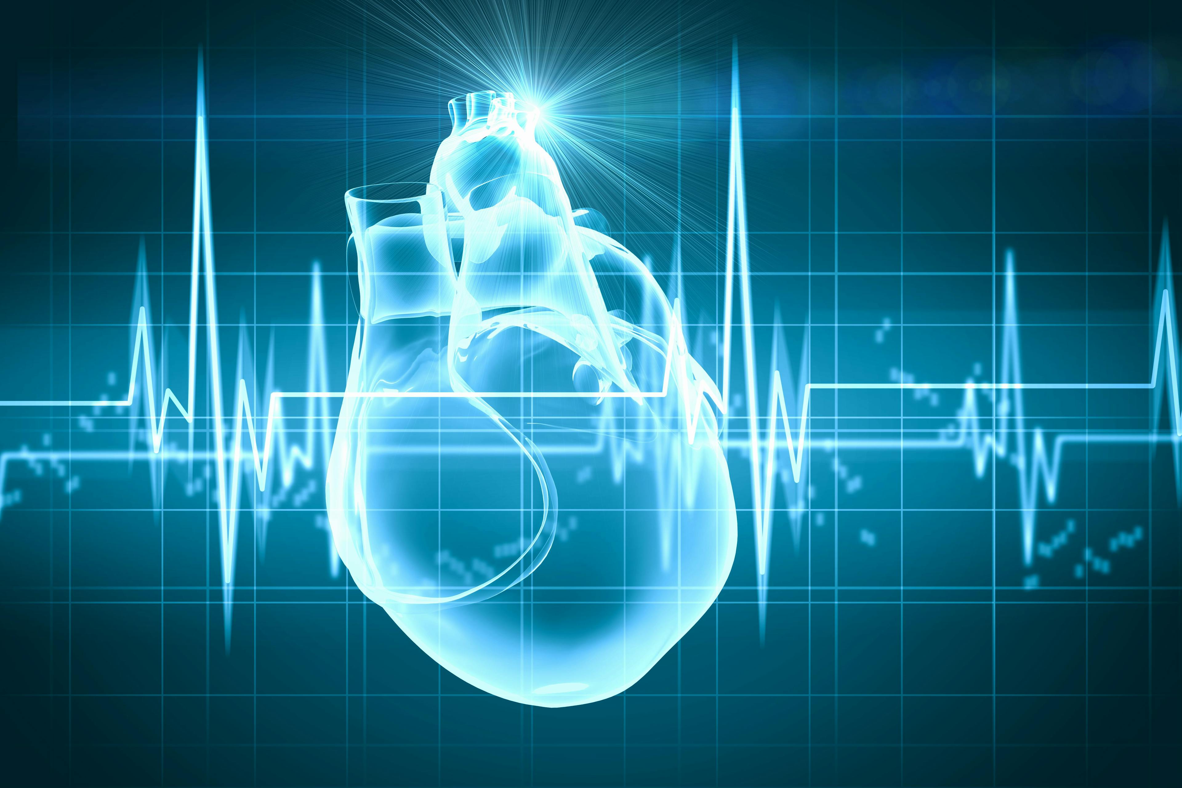 Heart with heart monitor overlay