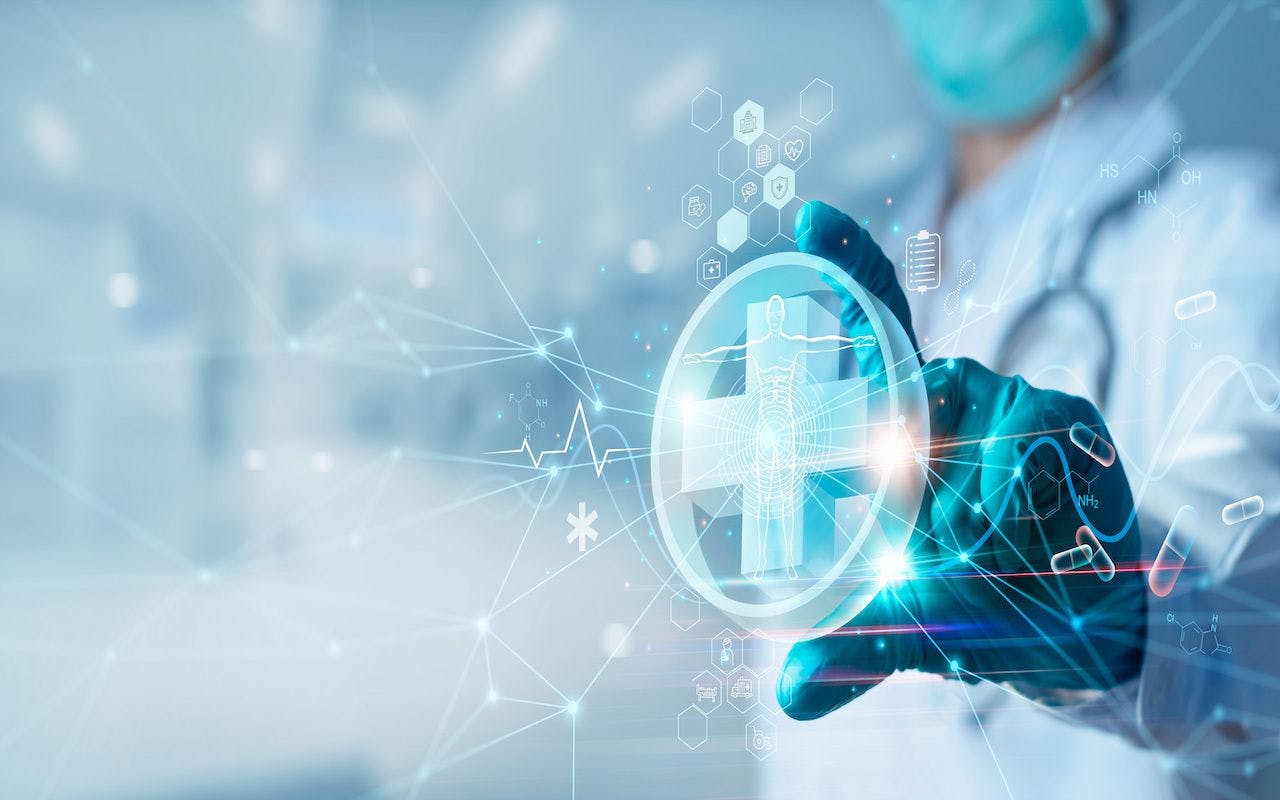 Medicine doctor hold icon health and electronic medical record on interface. Digital healthcare and network connection on hologram virtual screen, insurance. medical technology and network concept | Image Credit: © ipopba - stock.adobe.com