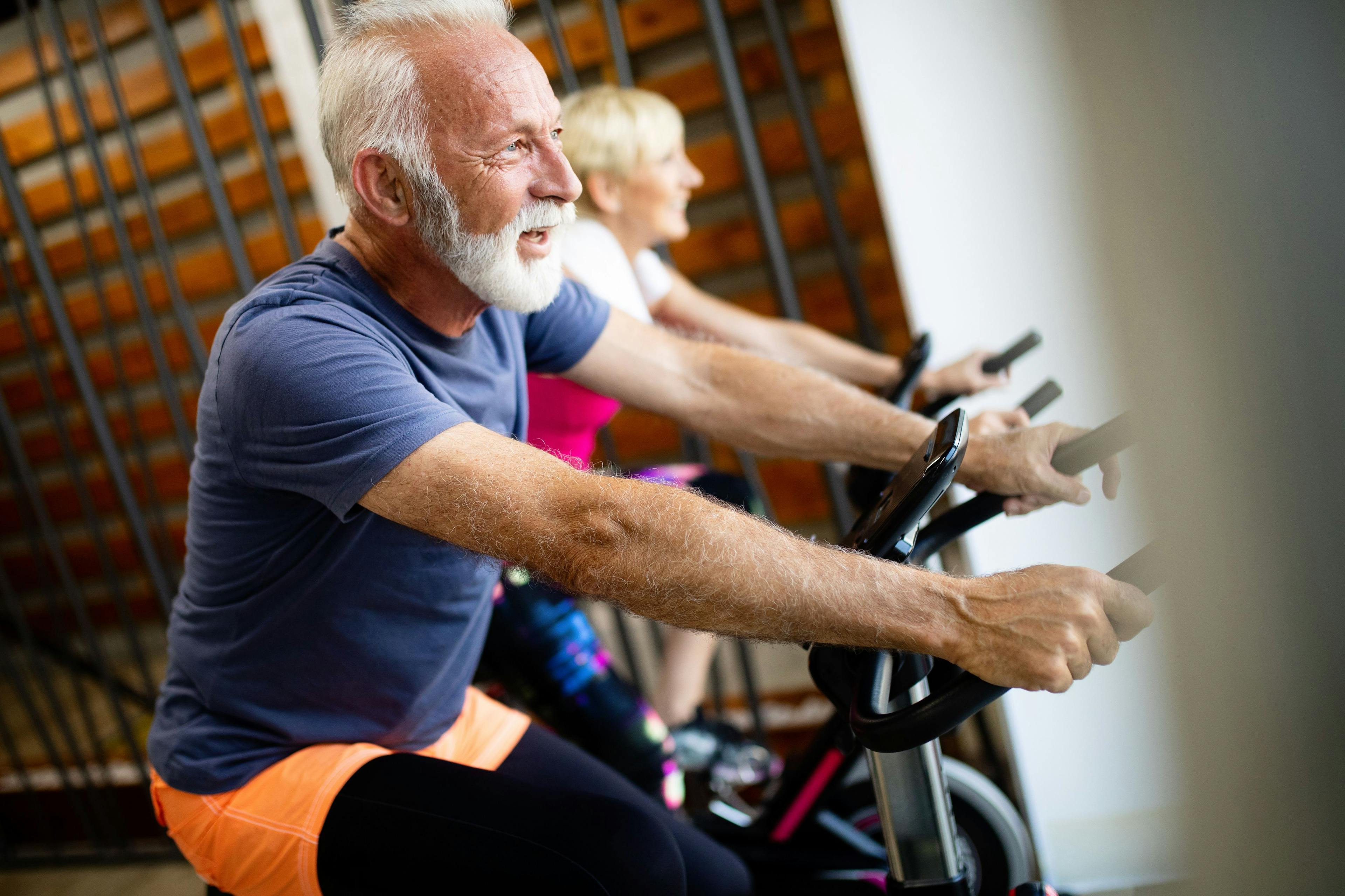 Elderly people exercising