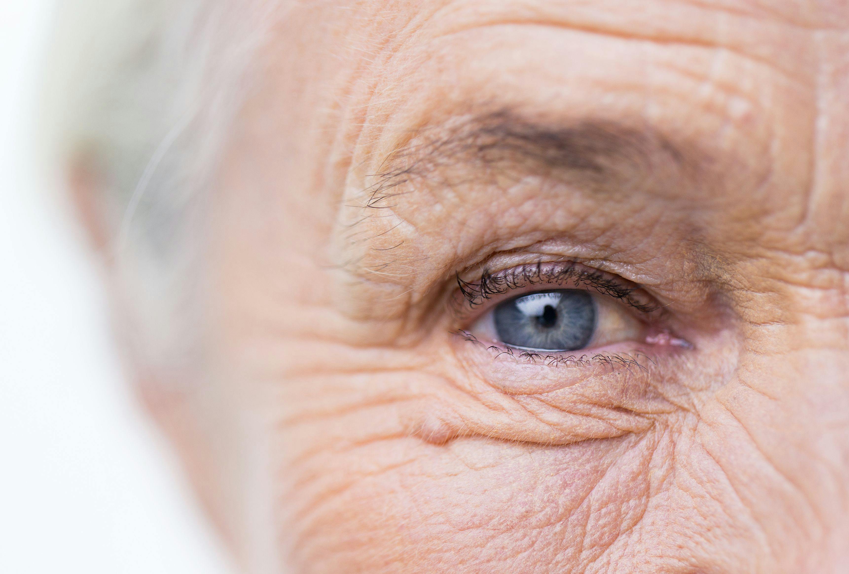Close up of older woman's eye