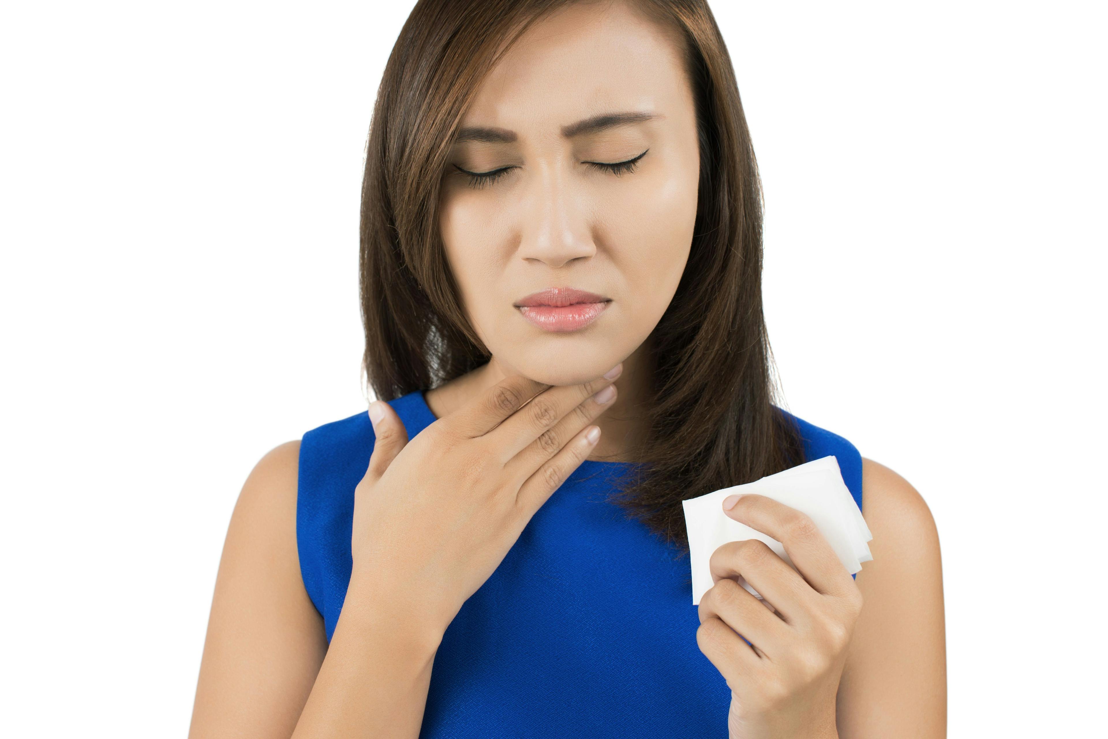 Picture of woman trying not to cough