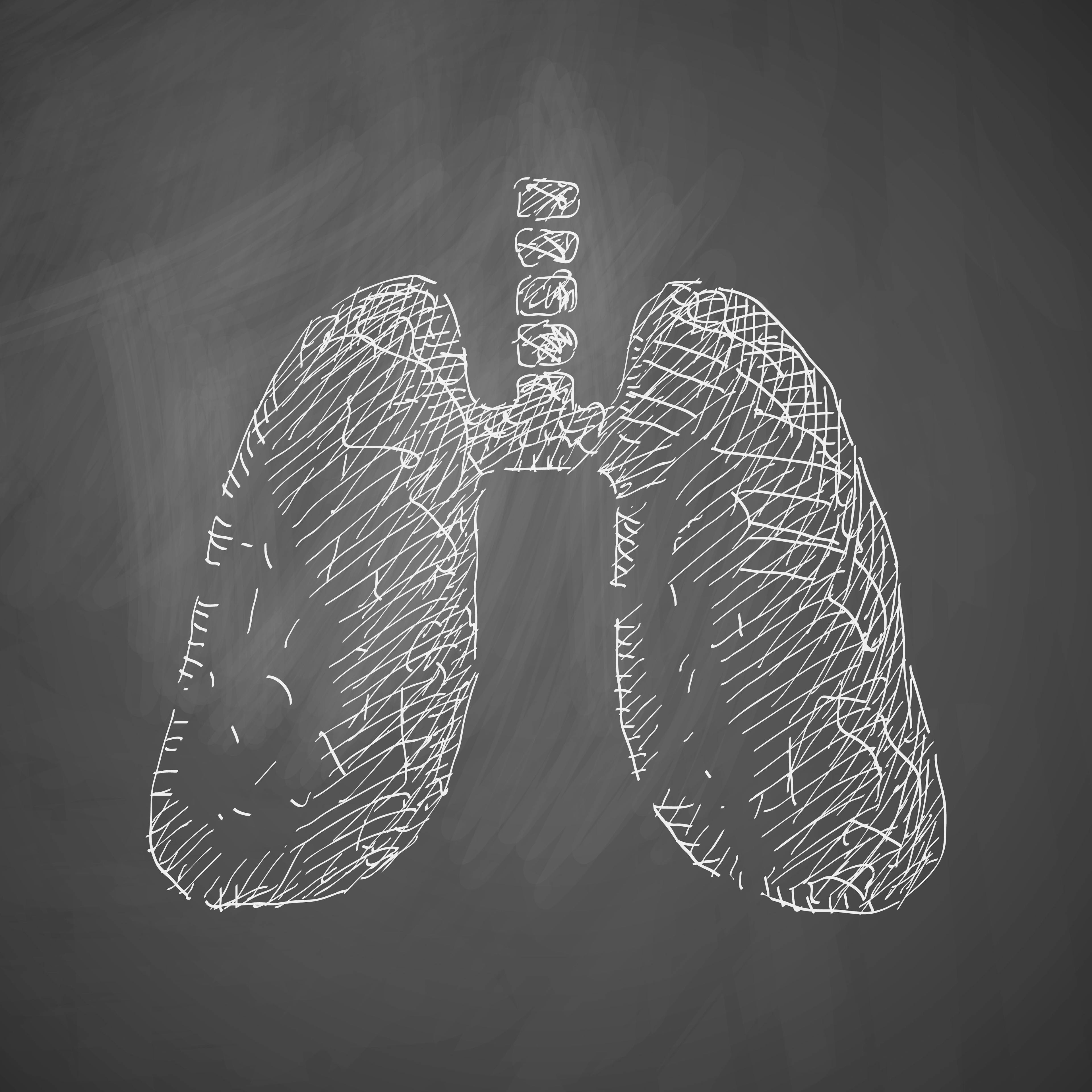 black and white chalk graphic of lung