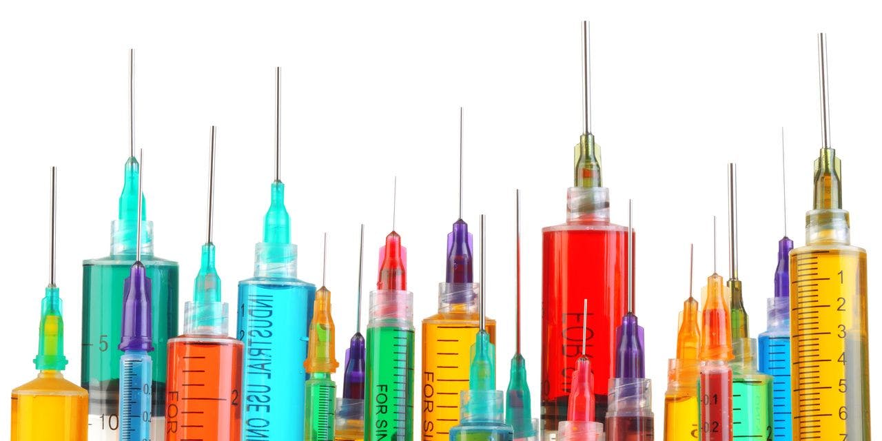 Graphic of colorful syringes
