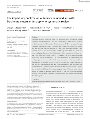 The impact of genotype on outcomes in individuals with Duchenne muscular dystrophy: a systematic review