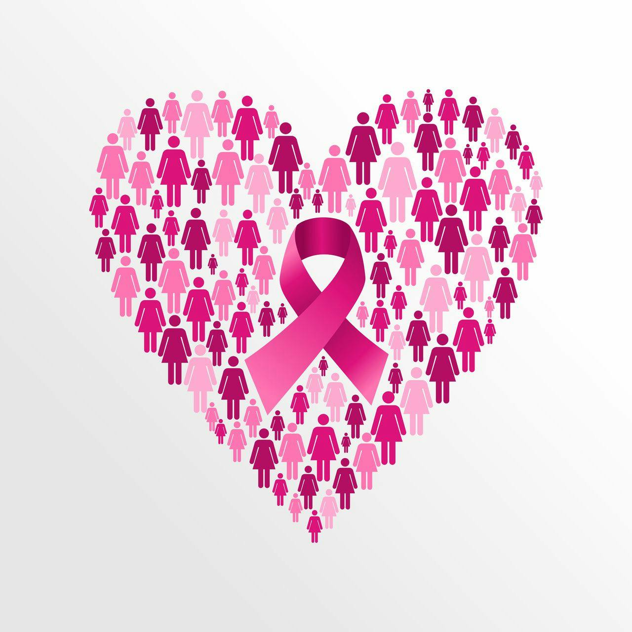Heart of breast cancer ribbons