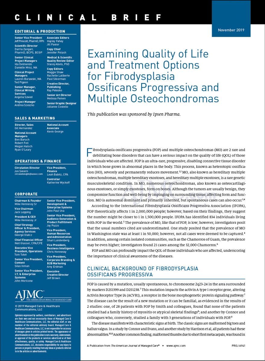 Examining Quality of Life and Treatment Options for Fibrodysplasia Ossification Progressiva and Multiple Osteochondromas