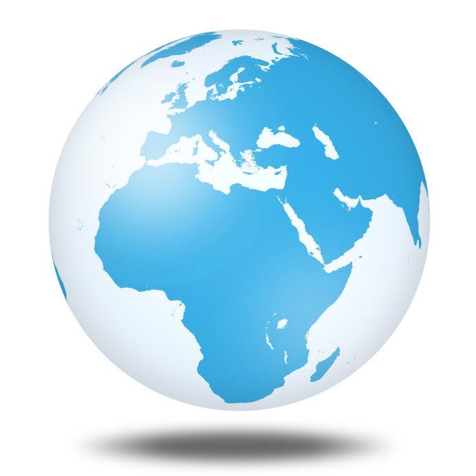 Image of globe focusing on Africa