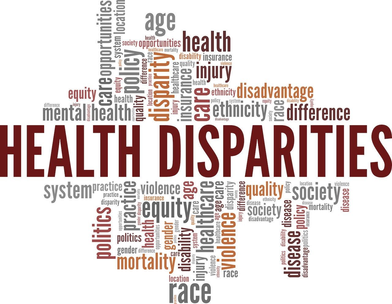 Health Disparities conceptual vector illustration word cloud isolated on white background: © Colored Lights - stock.adobe.com