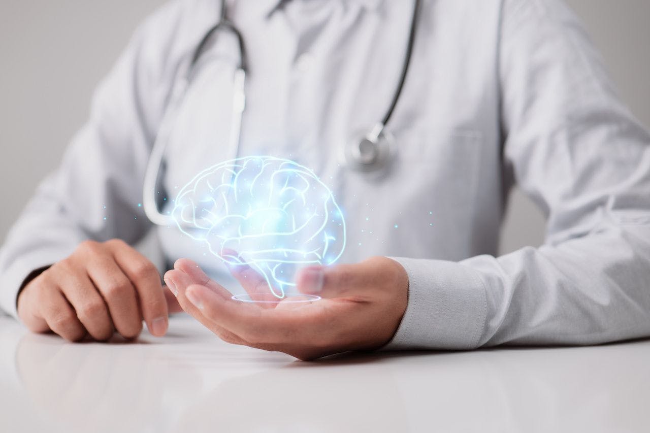 Human brain in the hands of a general practitioner or neurologist. Brain disease and mental illness diagnosis concept photo in neurology, psychiatry, psychotherapy, psychology: © ipuwadol - stock.adobe.com