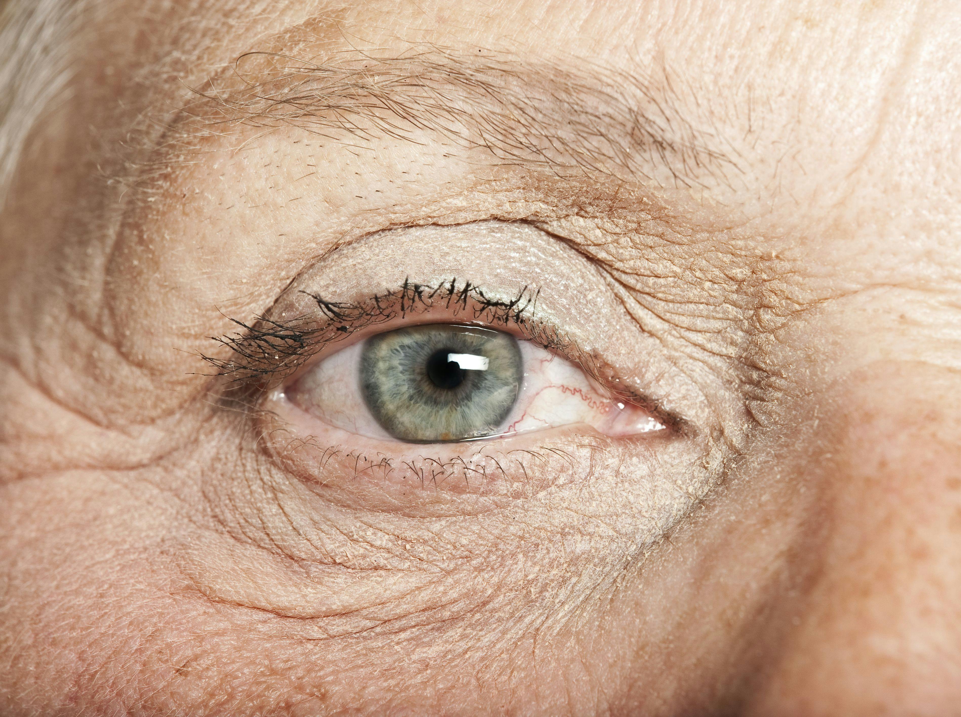 close up of an older woman's eye