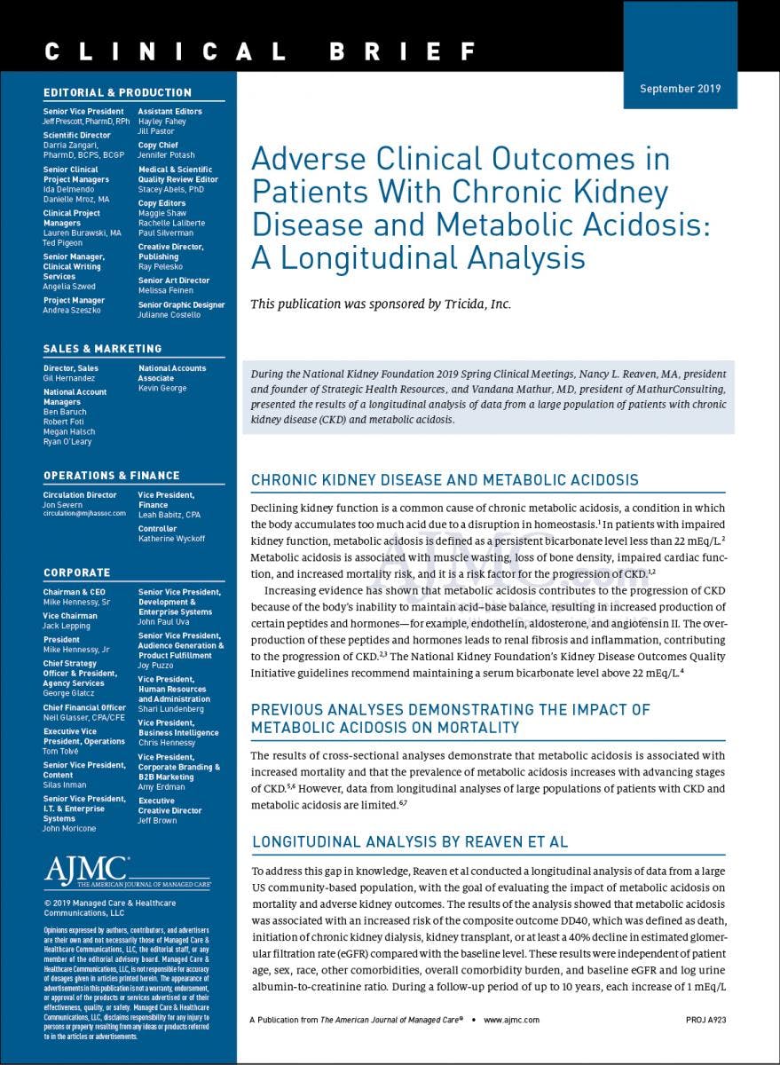 Adverse Clinical Outcomes in Patients With Chronic Kidney Disease and Metabolic Acidosis: A Longitudinal Analysis