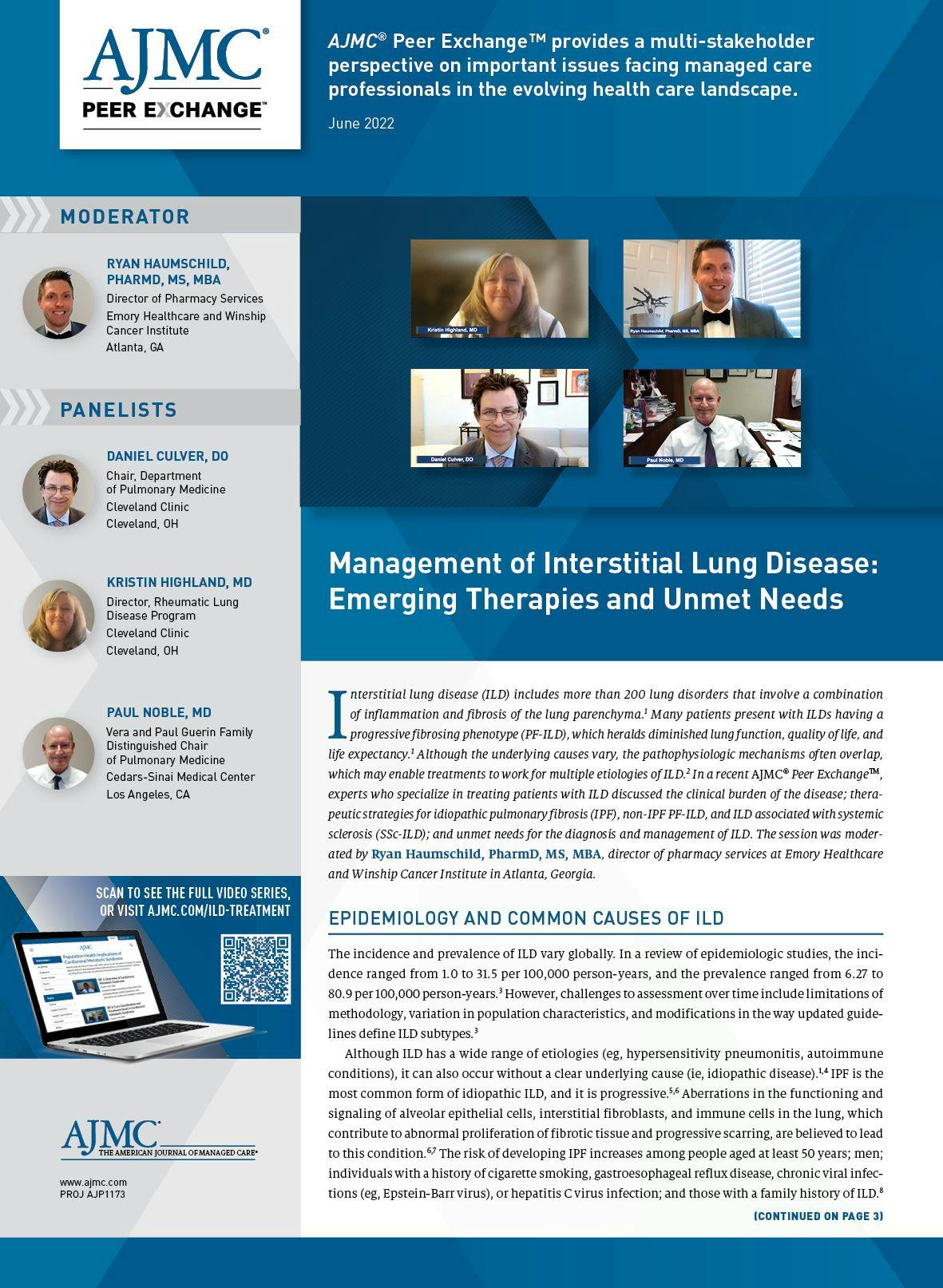 Management of Interstitial Lung Disease: Emerging Therapies and Unmet Needs