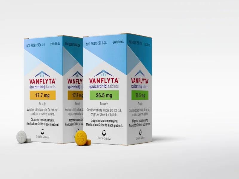 Packaging for Vanflyta (quizartinib) | Image credit: Daiichi Sanyko