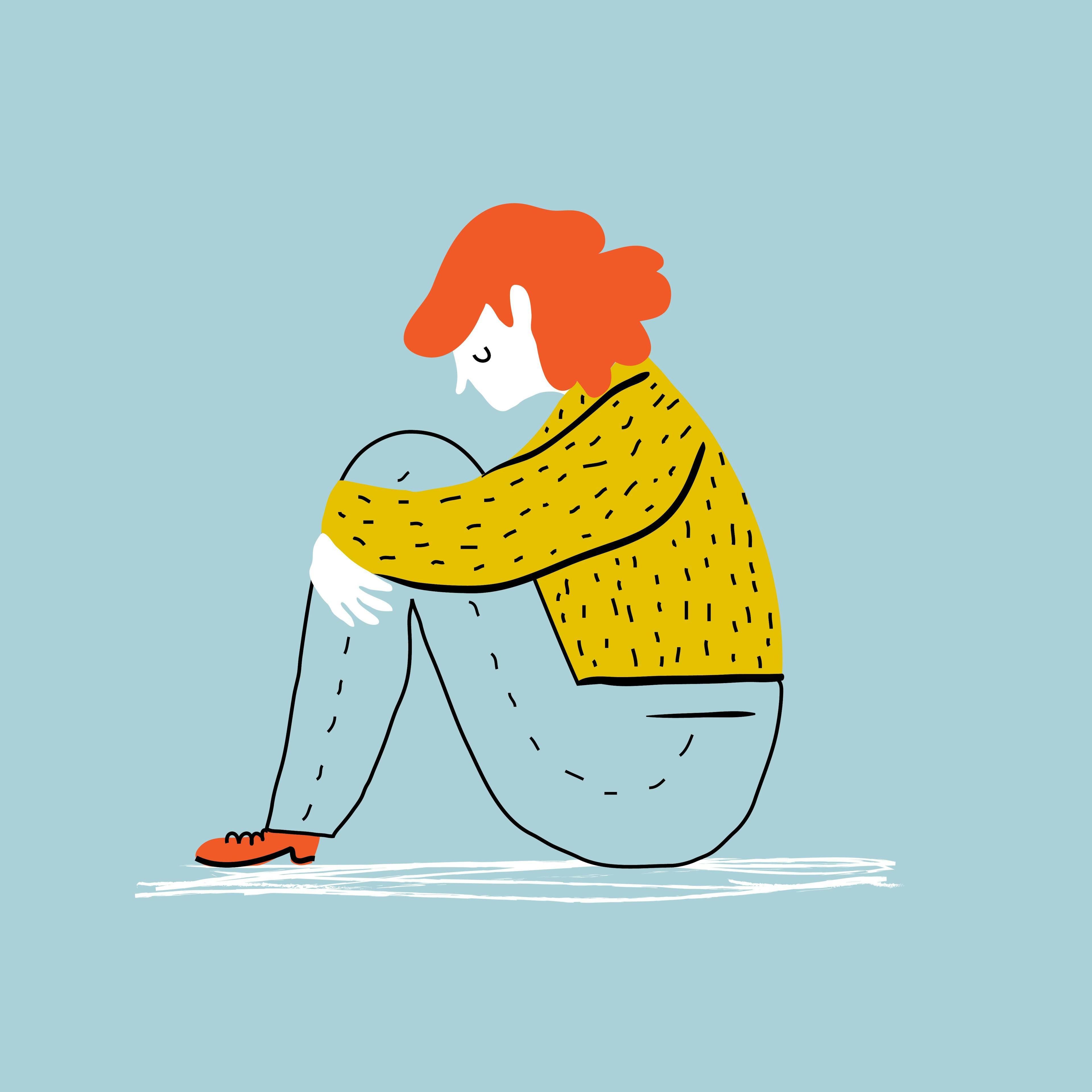 illustration of a sad woman