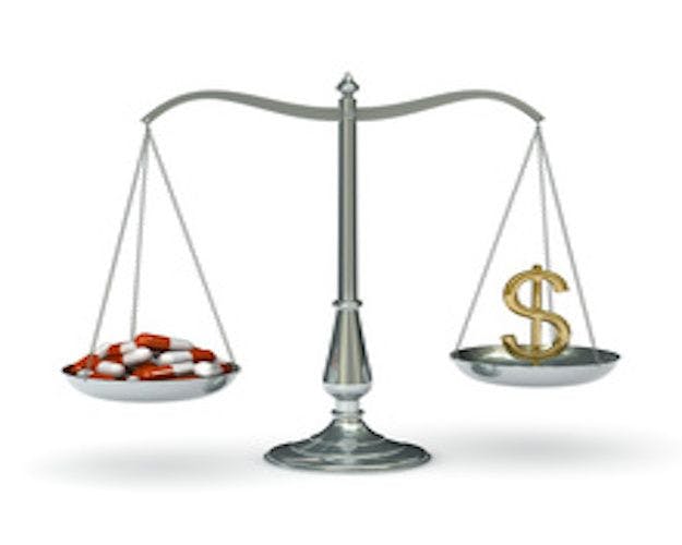 Image of a balance between medicine and paying