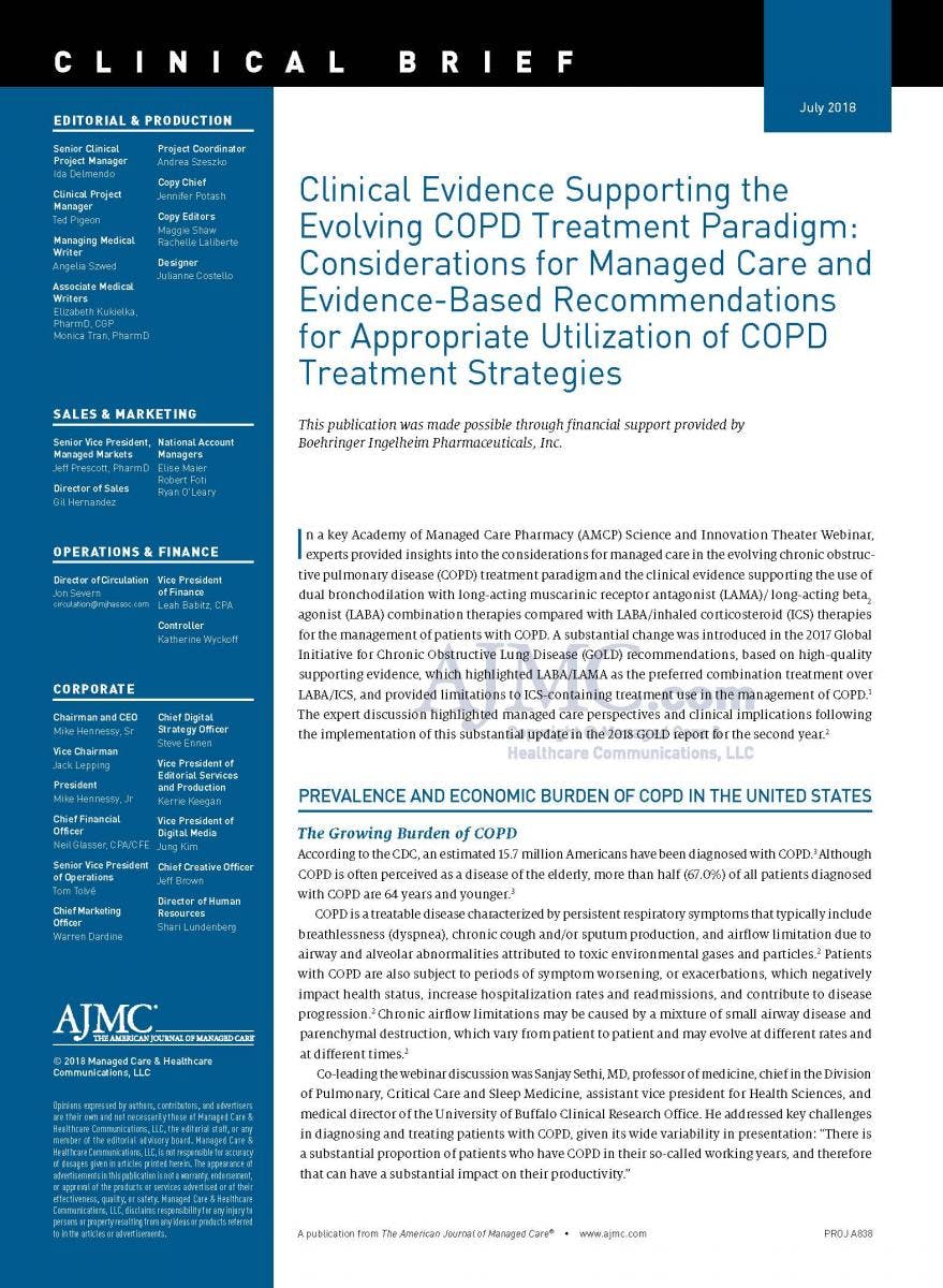 Clinical Evidence Supporting the Evolving COPD Treatment Paradigm: Considerations for Managed Care and Evidence-Based Recommendations for Appropriate Utilization of COPD Treatment Strategies