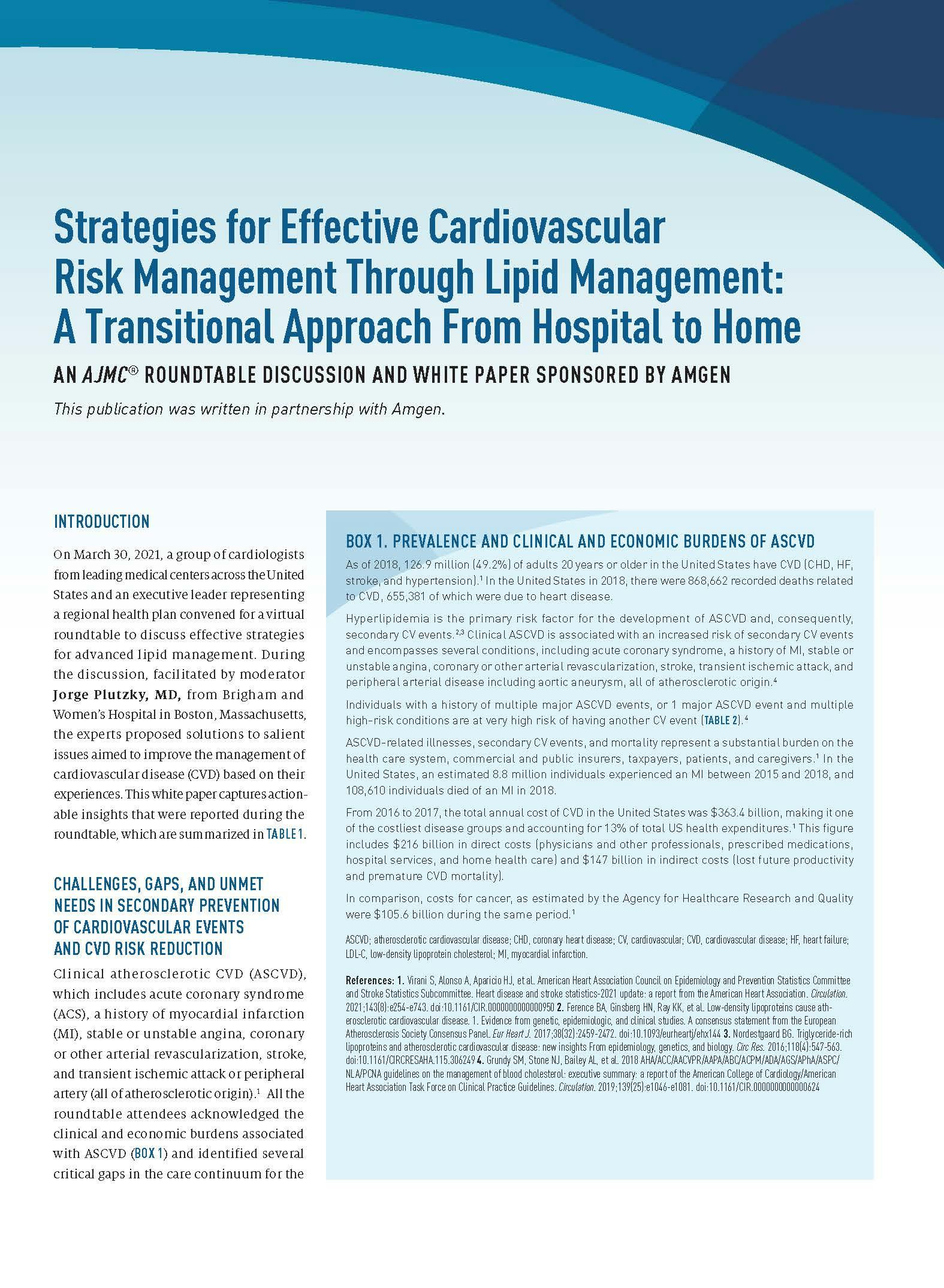 Strategies for Effective Cardiovascular Risk Management Through Lipid Management: A Transitional Approach From Hospital to Home