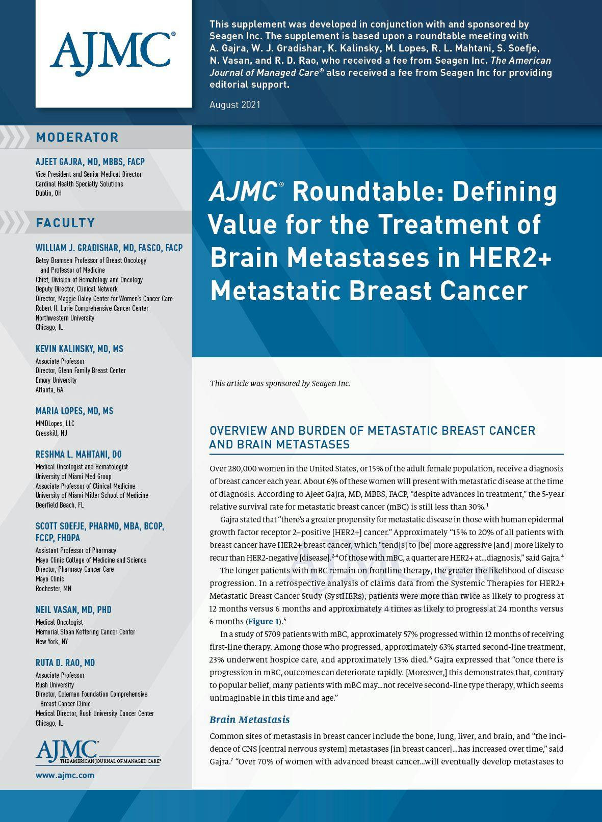 AJMC® Roundtable: Defining Value for the Treatment of Brain Metastases in HER2+ Metastatic Breast Cancer