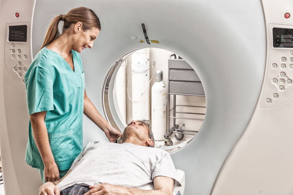 Patient receiving an MRI