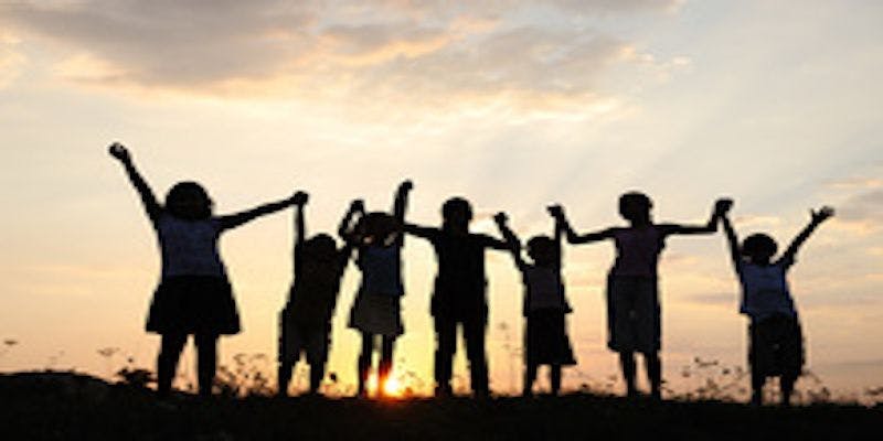 Image of silhouetted children