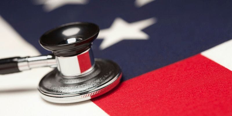 Stethoscope on an American flag.