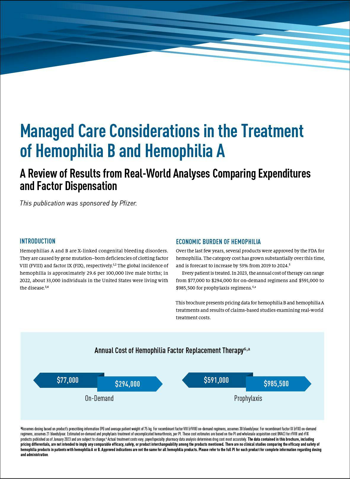 Managed Care Considerations in the Treatment of Hemophilia B and Hemophilia A: A Review of Results from Real-World Analyses Comparing Expenditures and Factor Dispensation