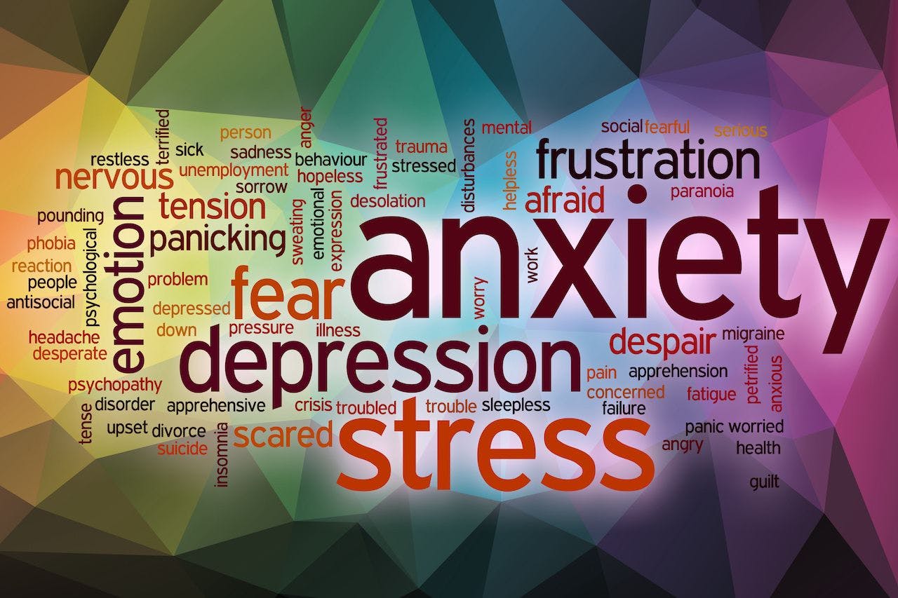 Anxiety word cloud with abstract background:  © ibreakstock - stock.adobe.com