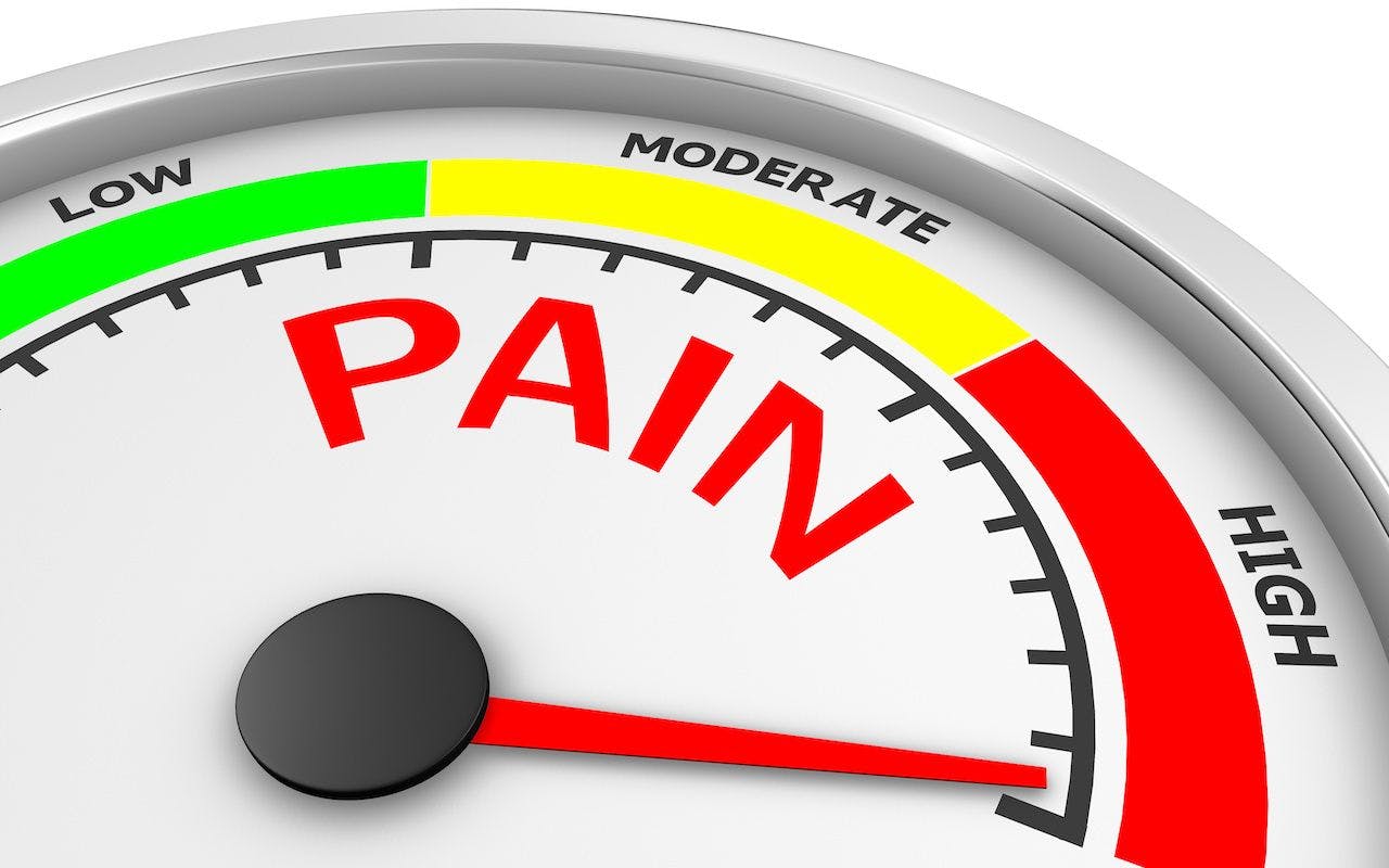 image of a pain meter pointing to "high"