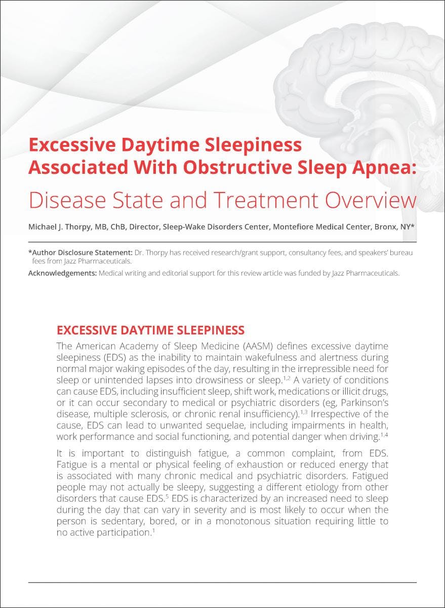 Excessive Daytime Sleepiness Associated With Obstructive Sleep Apnea: Disease State and Treatment Overview