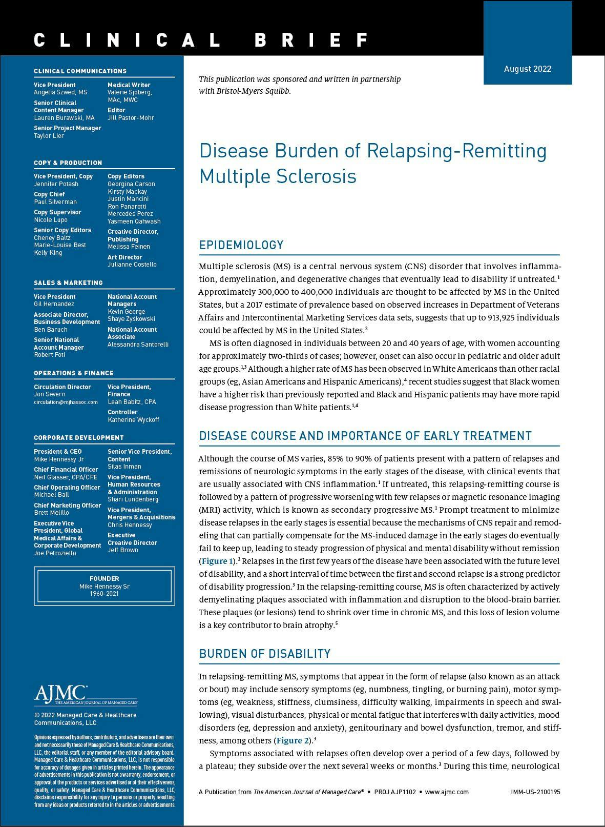 Disease Burden of Relapsing-Remitting Multiple Sclerosis