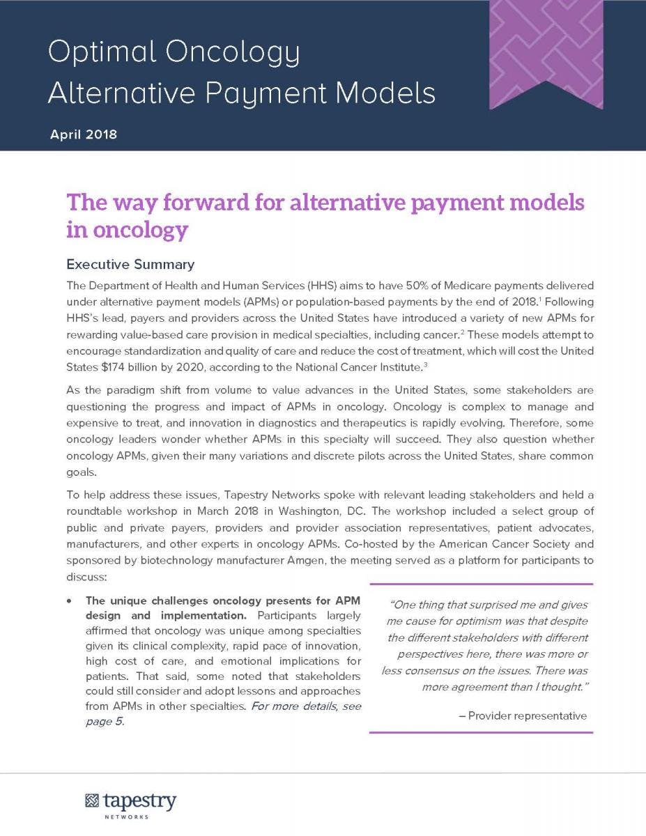 Whitepaper: Optimal Oncology Alternative Payment Models