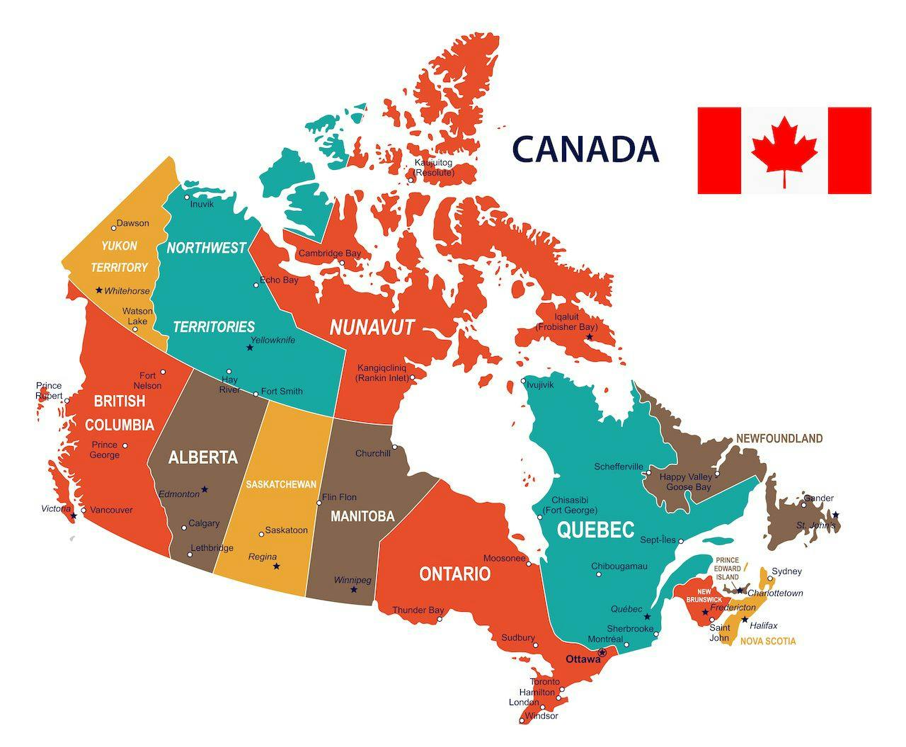 Canadian territories and provinces | Photo credit: Porcupen - adobe.stock.com