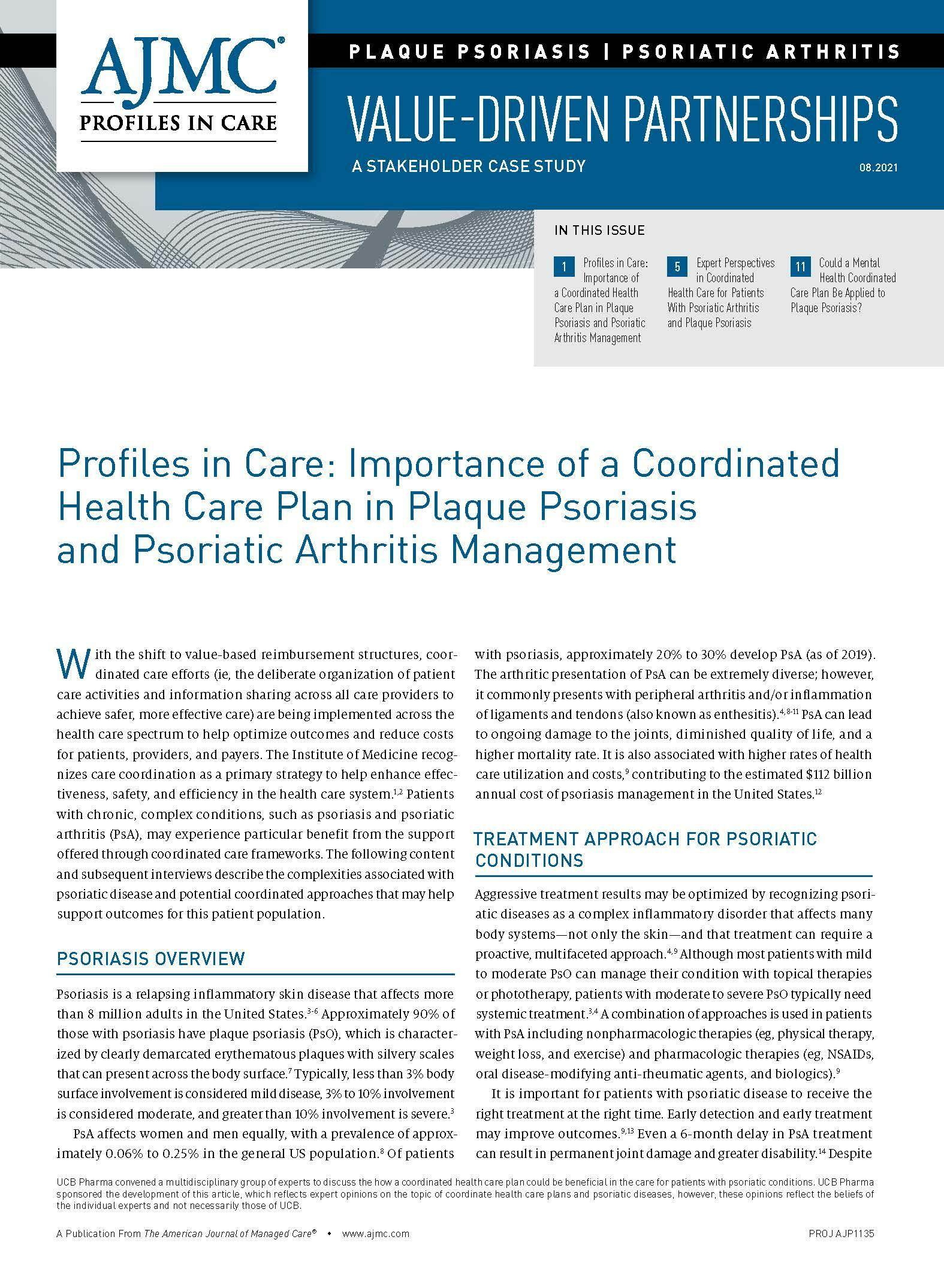 Profiles in Care: Importance of a Coordinated Health Care Plan in Plaque Psoriasis and Psoriatic Arthritis Management