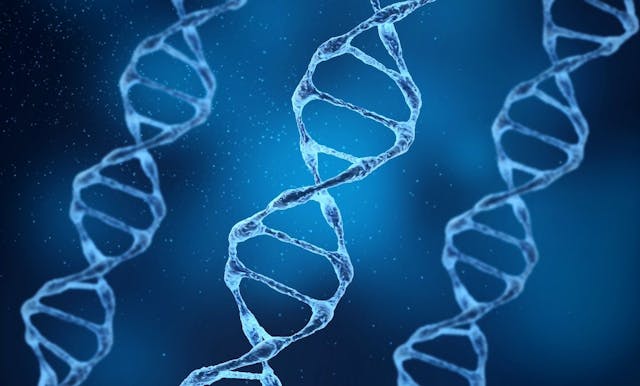Three DNA strands on a blue background | Image credit: Hypnosis - stock.adobe.com