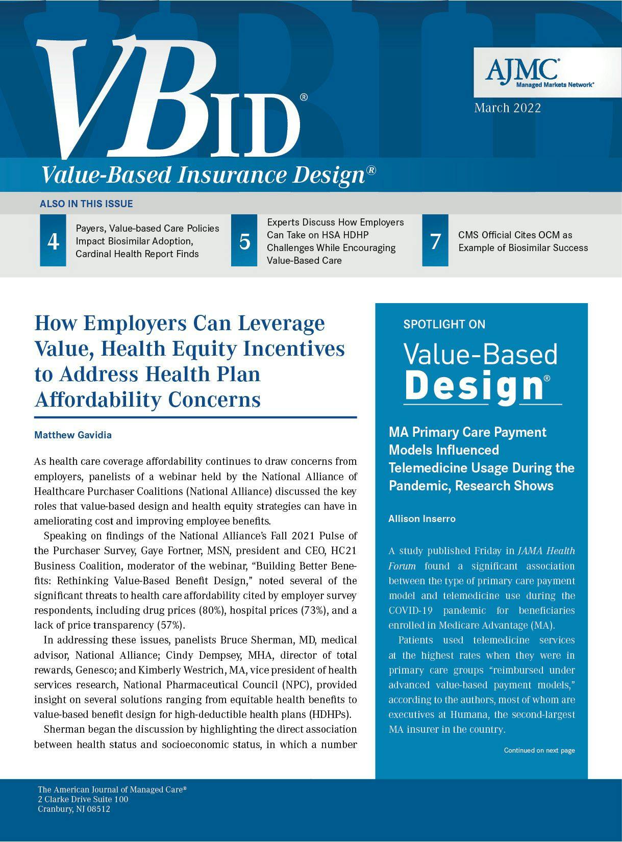 March 2022 | VBID® Value-Based Insurance Design®