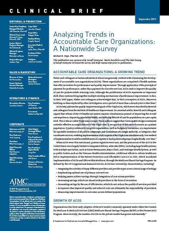 Analyzing Trends in   Accountable Care Organizations:  A Nationwide Survey
