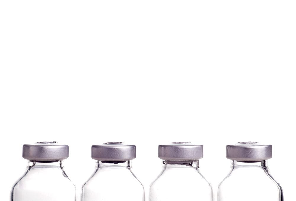 row of identical vials