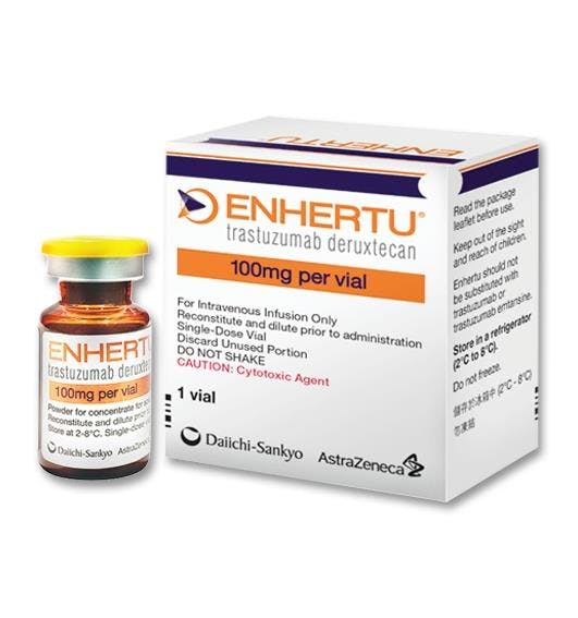 Enhertu (trastuzumab deruxtecan) product packaging | AstraZeneca photo
