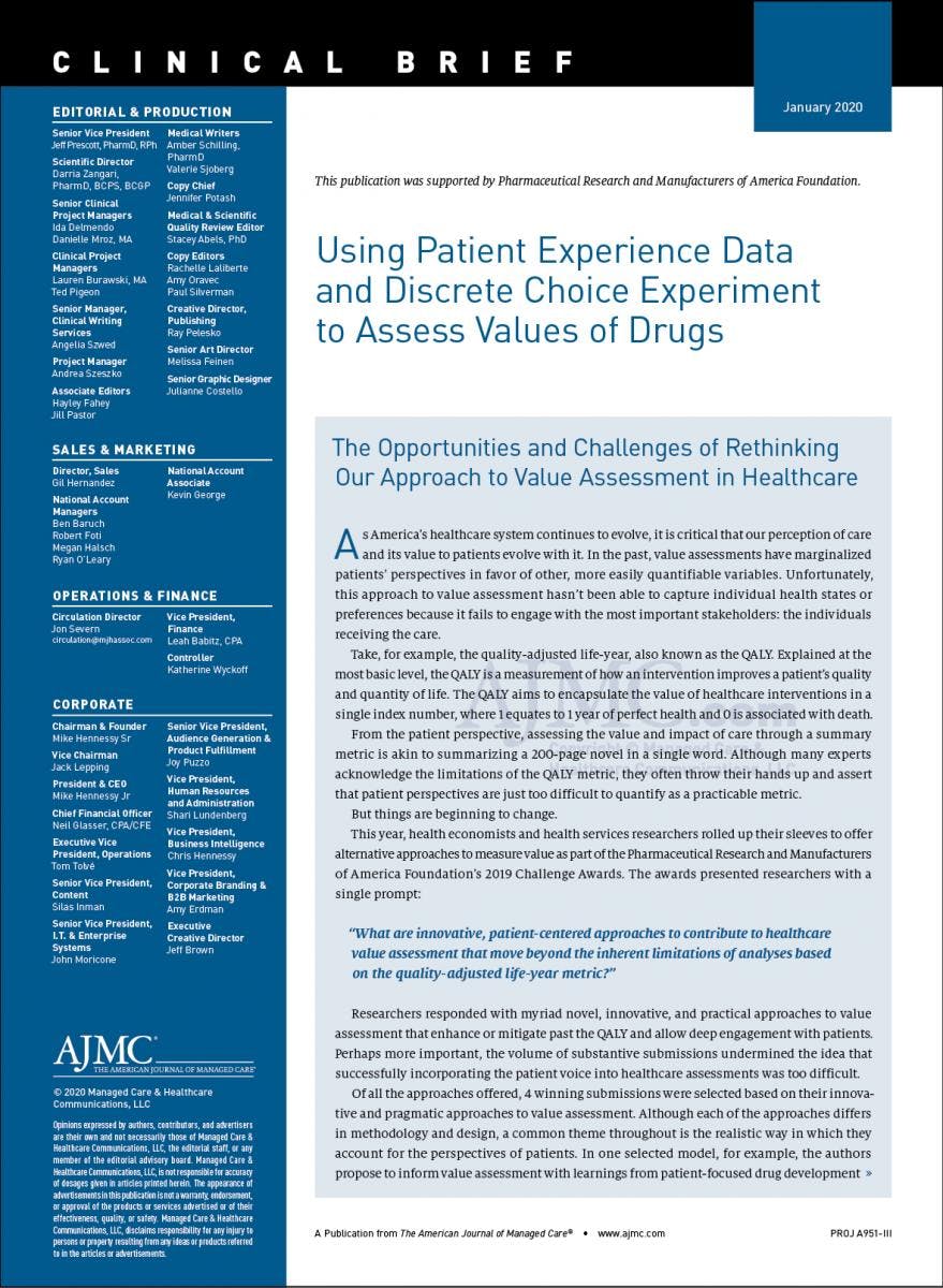 Using Patient Experience Data and Discrete Choice Experiment to Assess Values of Drugs