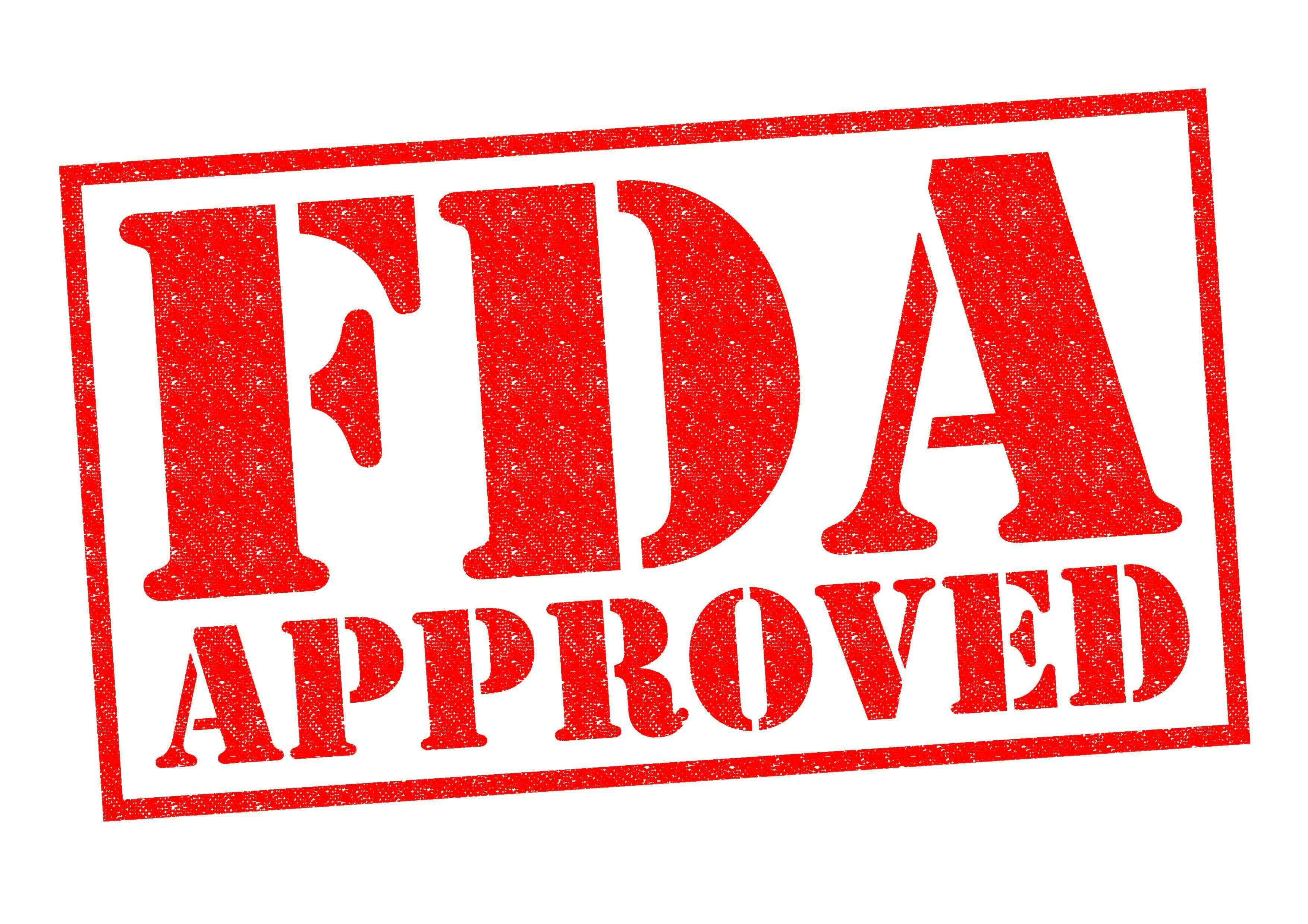 Red FDA Approved stamp on a white backgroun
