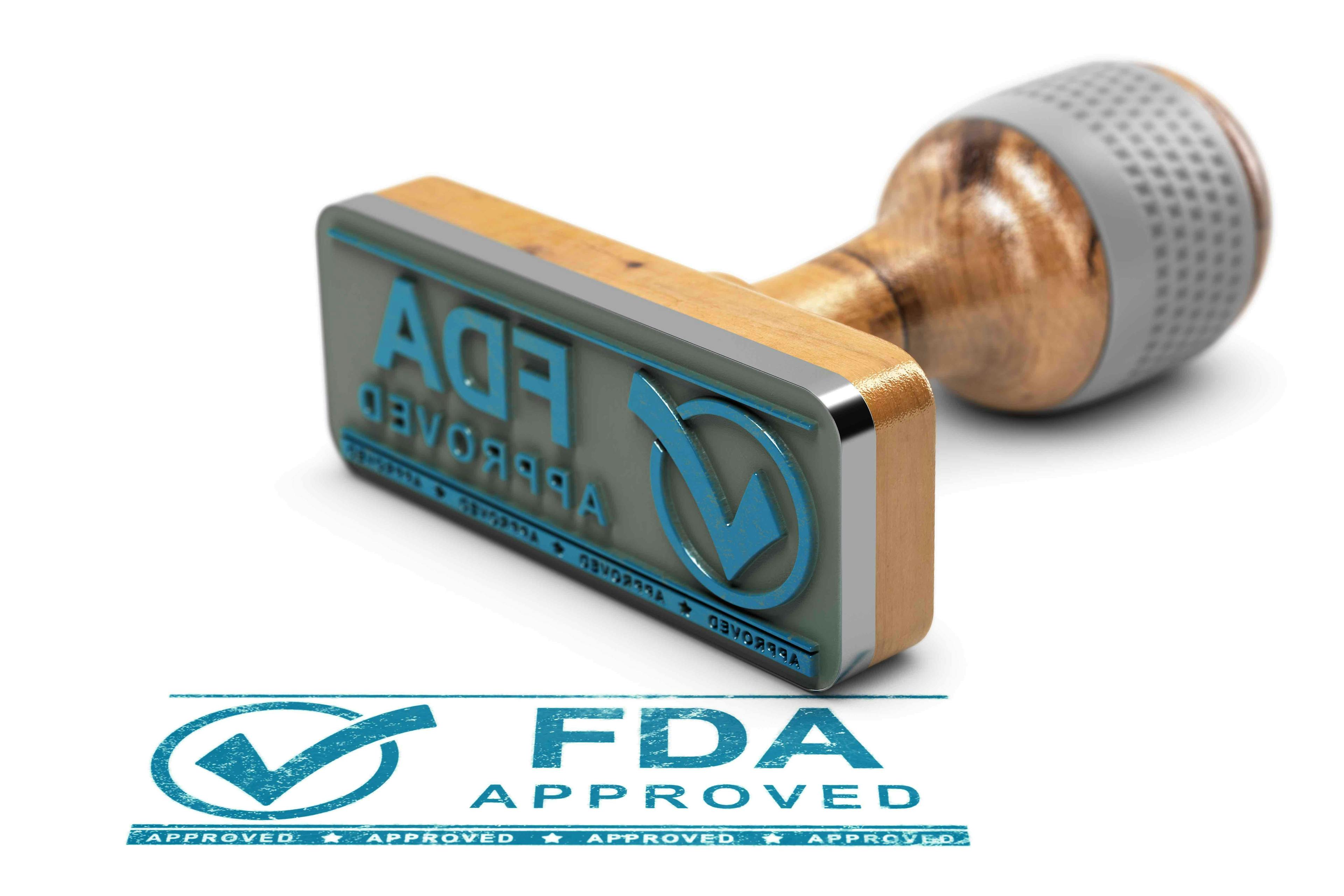 Blue FDA approved stamp