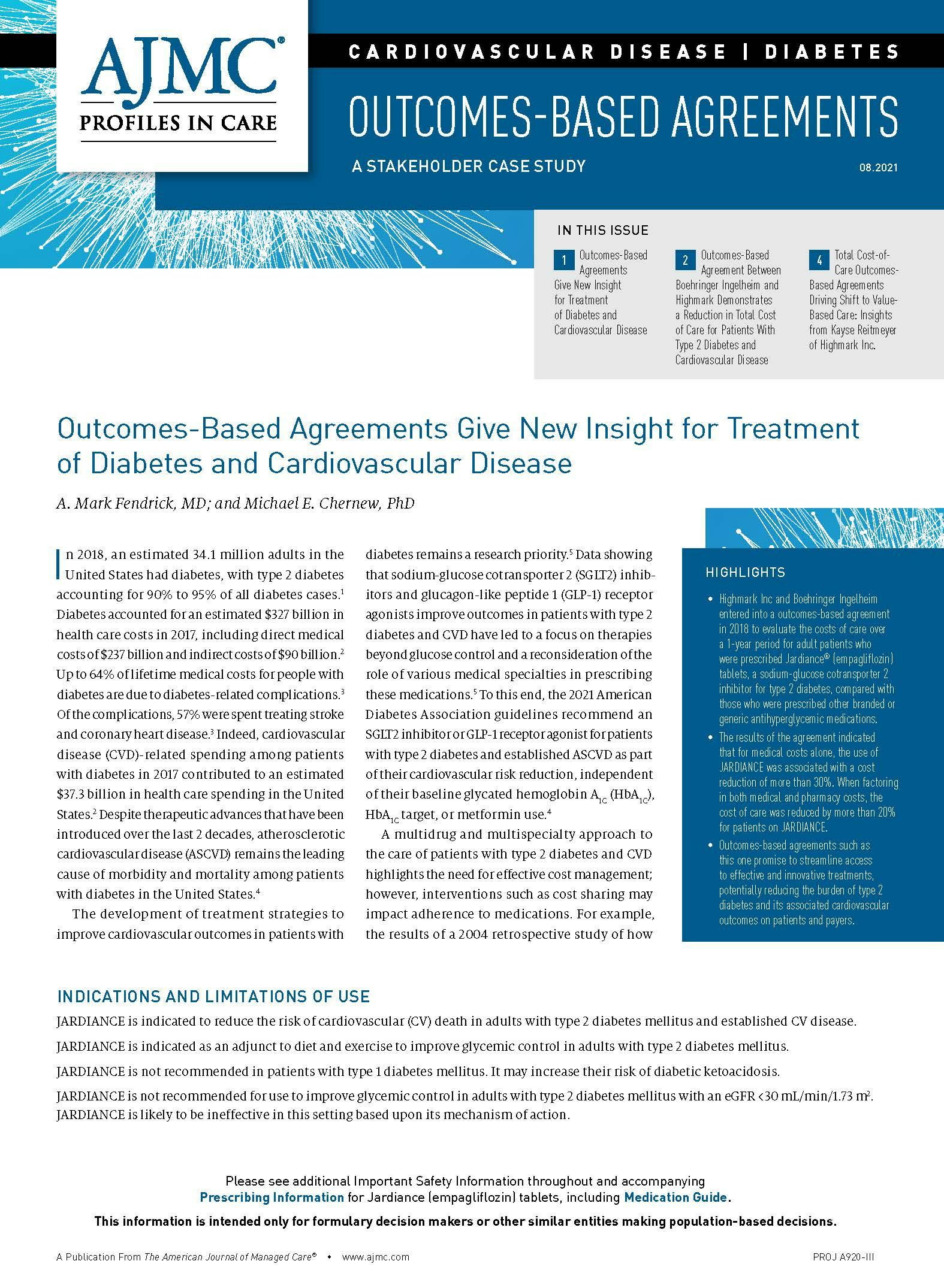 Outcomes-Based Agreements Give New Insight for Treatment of Diabetes and Cardiovascular Disease