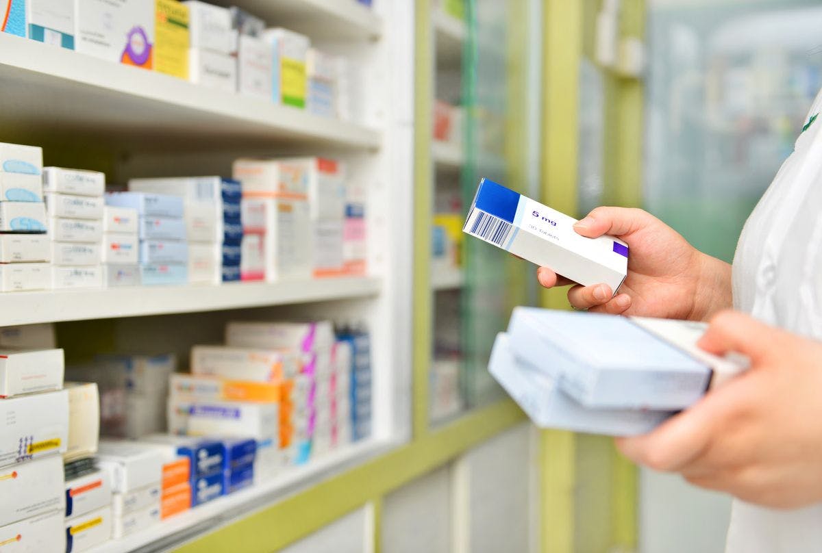 Choosing prescription drugs in a pharmacy