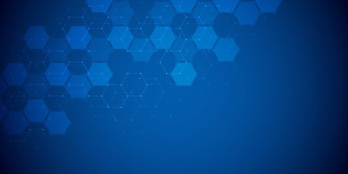 hexagonal shapes on a blue background