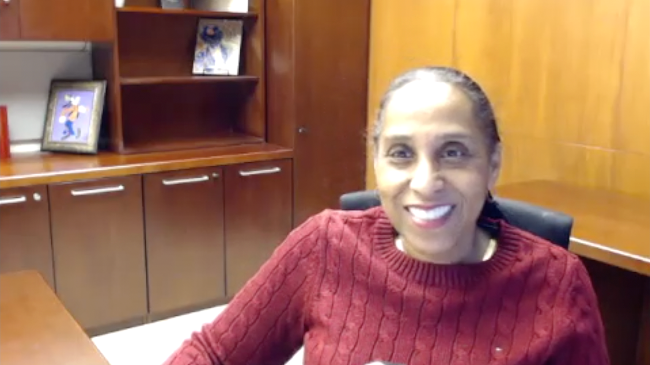 screenshot of Marie Chisholm-Burns, PharmD, PhD, MPH, MBA, during a Zoom interview