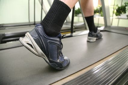Person walking on treadmill