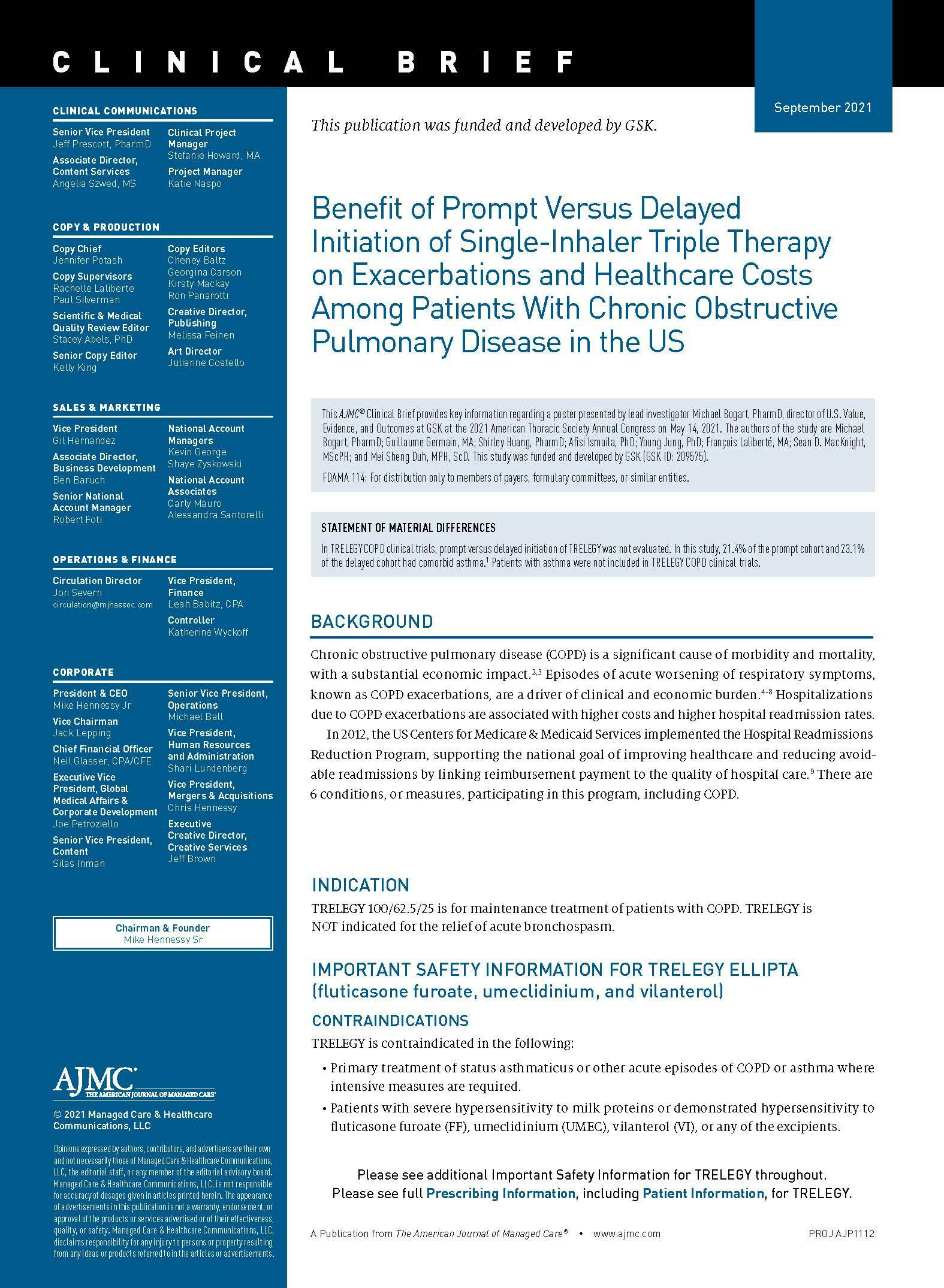 Benefit of Prompt Versus Delayed Initiation of Single-Inhaler Triple Therapy on Exacerbations and Healthcare Costs Among Patients with Chronic Obstructive Pulmonary Disease in the US