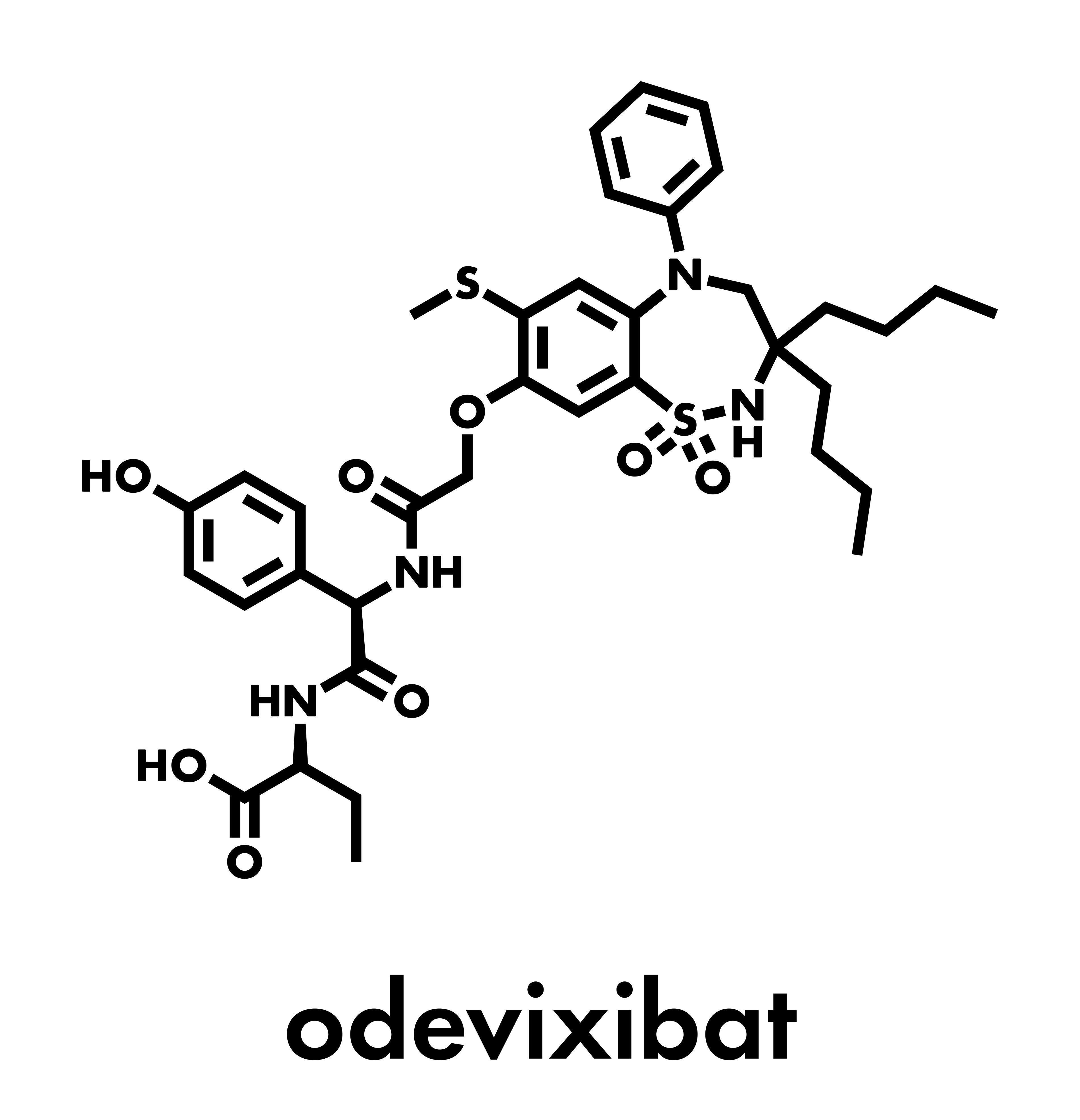 Odevixibat drug molecule. Skeletal formula | Image credit:  molekuul.be - stock.adobe.com