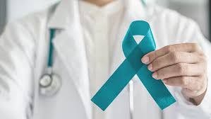 Teal ovarian cancer awareness ribbon